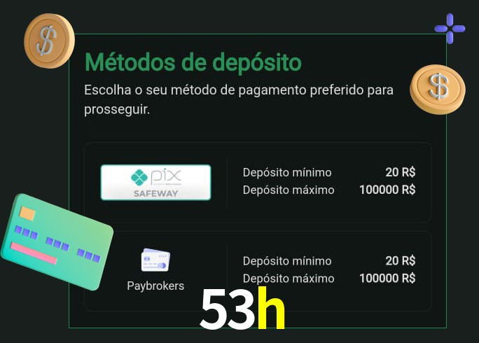 O cassino 53h oferece uma grande variedade de métodos de pagamento